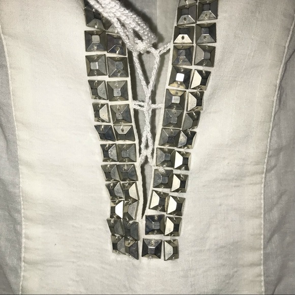 J. Crew top, thin cotton with metal embellished neckline/chest - Picture 4 of 10